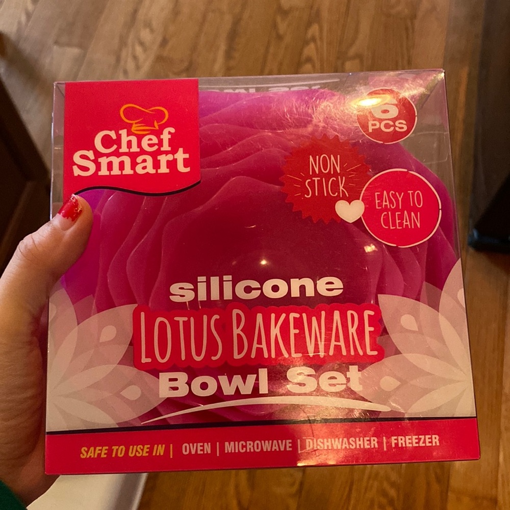 Chef Smart Silicone Bowl Set of 6 Oven Microwave Dishwasher Freezer Safe PINK